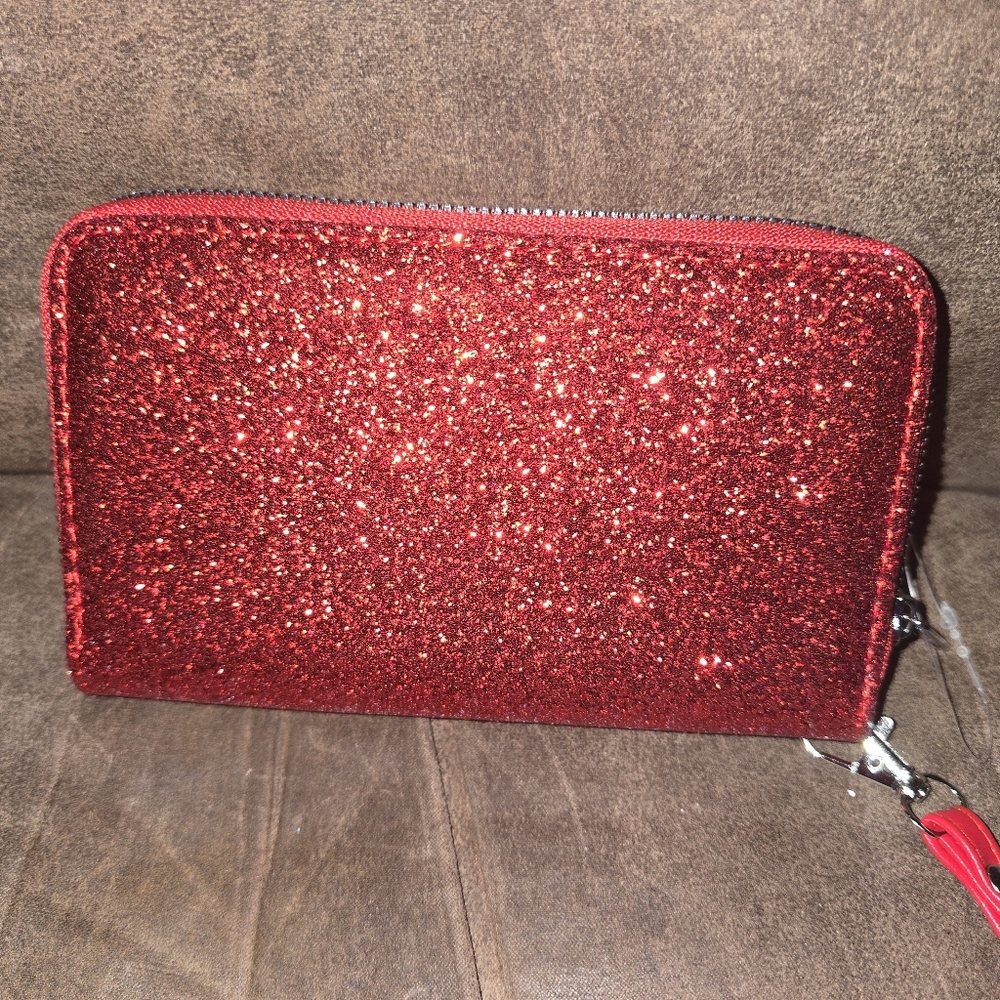 Elegant Red Glitter Wristlet